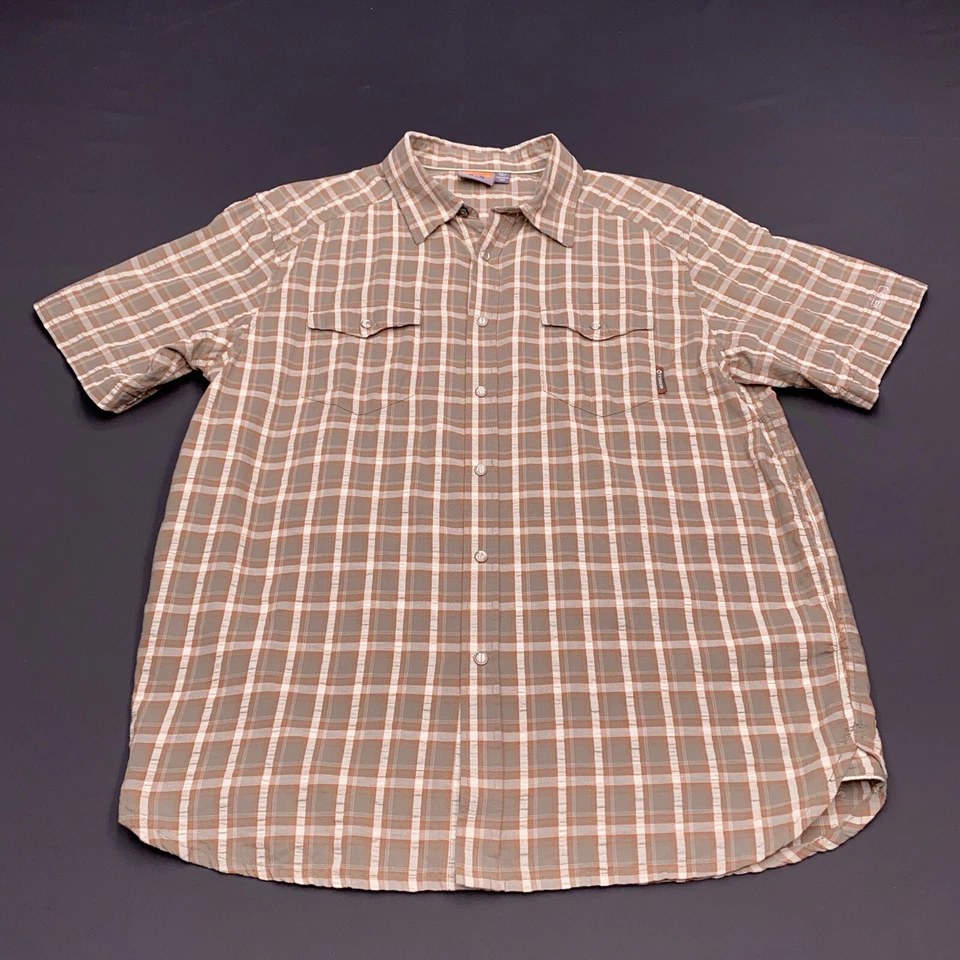 Camisa Merrell Para Hombres Grande Marrón Abotonada Cuadros Bolsillos a Presión Campamento al Aire Libre Foto 1 de 4