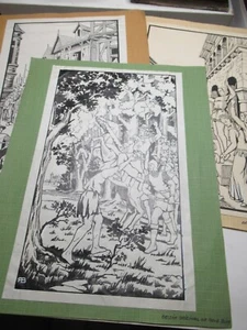 3 BELLES ENCRES DE CHINE "SCENES DU MOYEN-AGE" 1930-40 Signés RENE BLIN - Picture 1 of 9