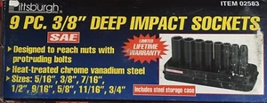 NEU PITTSBURGH SAE 9-TEILIG 3/8" DEEP IMPACT STECKSCHLÜSSELSATZ MIT AUFBEWAHRUNGSKOFFER - Bild 1 von 4