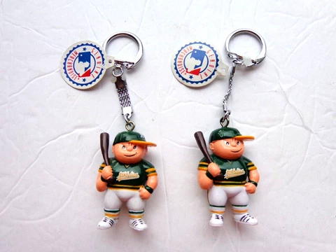 Vintage MLB Oakland Athletics A's LiL Sports Brat Key Chains  2 Pc. Lot Cover