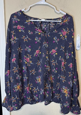 Blusa CASLON 3X Gris Floral Campesina Top Manga Globo Romántica Cottagecore Foto 1 de 4