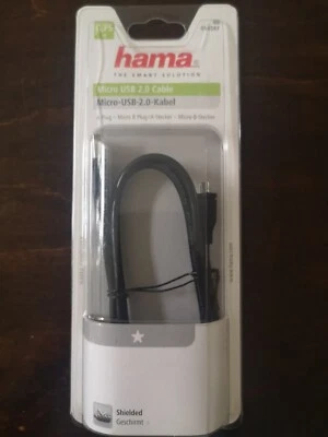 Hama USB Kabel 2.0 USB-A/USB-Micro-B m/m Schwarz 0,75m Geschirmt Neu - Bild 1 von 2