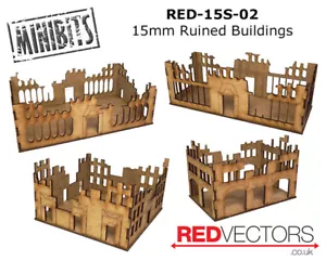 RED-15S-02 - 15mm Wargames - Sci-Fi Ruined Buildings (4 buildings) - Picture 1 of 1