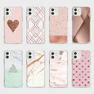 CASE FOR IPHONE 15 14 13 12 11 SE 8 SHOCKPROOF PHONE COVER HEART DOT ROSE GOLD - Picture 1 of 34