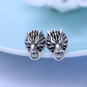925 Sterling Silver FF7 FFVII Cloudy Cloud Strife Wolf Ear Studs Retro Earrings - Picture 1 of 7