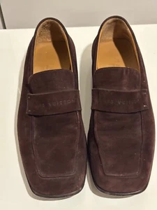 Louis Vuitton men's brown suede logo loafer size LV 8.5/US 9.5 - Picture 1 of 16