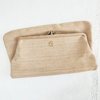 Bolso de Mano Koret Vintage Beige Bolso sin asas Plegado Cierre Dorado y Logo Foto 1 de 4