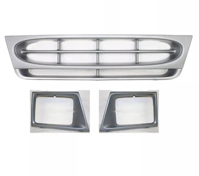 Gray Grille & Headlight Bezel Set 3pc For 1997-2004 Ford E150 E250 E350 E450 Foto 1 de 4