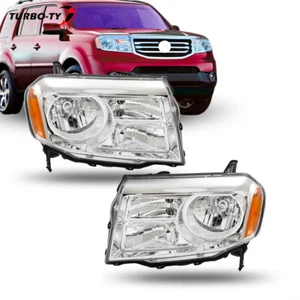 W/Chrome For 2012-2015 Honda Pilot Halogen Headlights Assembly Right+Left 12-15 - Bild 1 von 19
