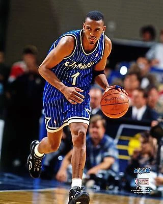 Penny Hardaway Magic Unsigned Blue Alternate Jersey Dribble Up The Court Photo Cover