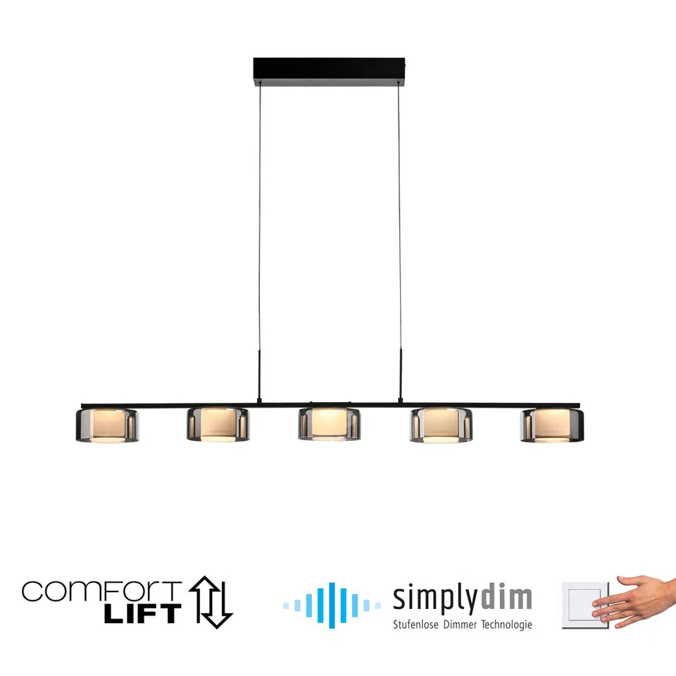 LED Pendellampe Esstisch schwarz dimmbar höhenverstellbar Memoryfunktion Lift - Bild 1 von 4