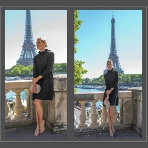 Tuckernuck | NEW Black Daphne Bow Three-quarter Sleeve Formal Mini Dress Size XS - Picture 1 of 11