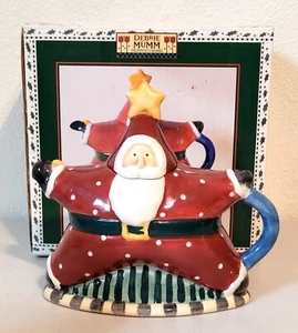 Vintage Debbie Mumm Hand Painted Santa Star Collectible Mini Teapot NOS - Picture 1 of 9