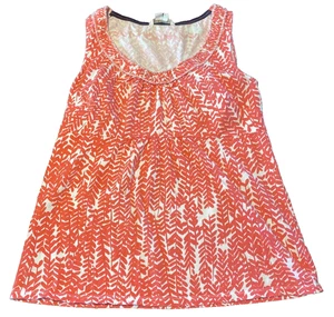 Boden Top Women's Size 10 Coral White Floral Shirt Sleeveless Tank Blouse Ruffle - Picture 1 of 5