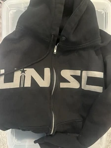 Vintage Y2K Halo Kapuzenpullover mit Reißverschluss Herren groß schwarz Xbox Microsoft edler Bungie UNSC - Bild 1 von 3