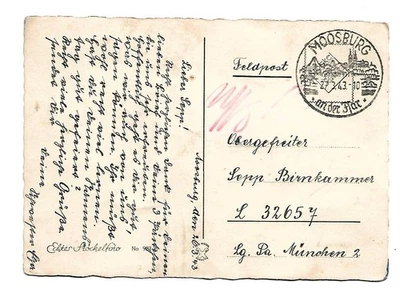 Karte MOOSBURG 27.3.43 an L 32657 = le. Flak-Battr. zbV 2025  TUNIS Nordafrika - Bild 1 von 2