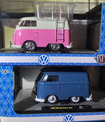 LOT Of 2 PAIR M2 Machines S43 25-16 1960 VW Delivery Van WHITE/PINK,BLUE 25-17 - Image 1 of 4