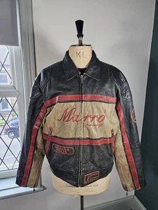 Marro Racing Leather Biker Jacket Men's 2XL Logo Indiana Motorcycle Logo Vintage - Picture 1 of 22
