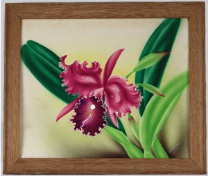 Mokihana - Vintage Hawaiian "Orchid" Airbrush Painting 1950s - Picture 1 of 4