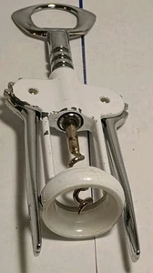 Vintage Bonny Wing Corkscrew Wine Bottle Opener – White & Chrome – Works Great - Picture 1 of 4