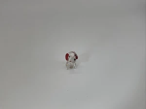 Blown Art Glass Dog With Red Ears & Tail Figurine 1 1/4” T - Picture 1 of 7