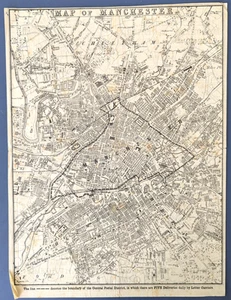 c.1875 Folding Map of Manchester Victorian Advertising England UK Lithograph - Picture 1 of 4