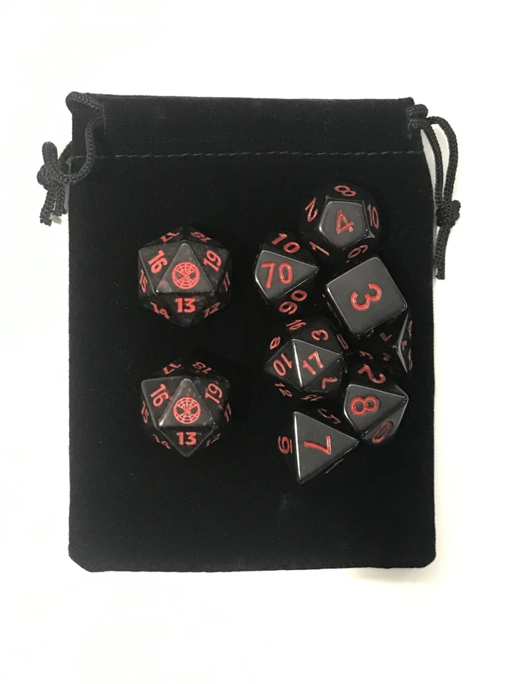 mtg spindown dice Spider-Man set w polyhedral dice set -red black Magic - Image 1 of 2