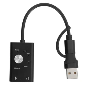 Typec To Sound Card 7.1 Channel Laptop External 2 In 1 Sound Card Usb AM - Afbeelding 1 van 18