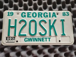 Vintage 1983 Georgia Vanity License Plate Tag H20SKI WATERSKI Collectible - Picture 1 of 4