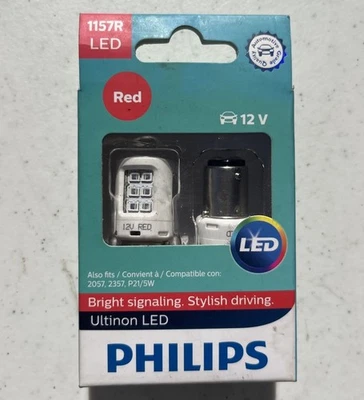 Philips Ultinon Luz LED 1157 Rojo Dos Bombillas Parada Freno Repuesto Lámpara de Stock Foto 1 de 2