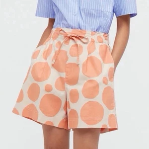 Pantalones Cortos Marimekko x Uniqlo Mezcla de Lino Naranja Patrón Círculo Geométrico XL - Imagen 1 de 7