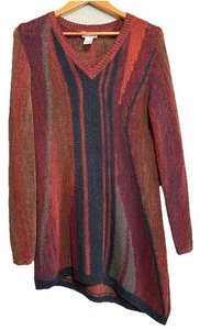 Weiche Umrandung Damen M Pullover A-symmetrisch OFFEN Strick rustikal Colorblock - Bild 1 von 8