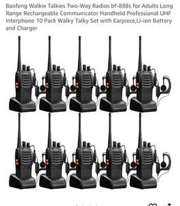 10 BaoFeng BF-888S Akumulator Walkie Talkie | Radia dalekiego zasięgu - Zdjęcie 1 z 6