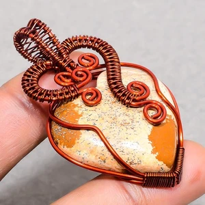 Picture Jasper Gemstone Handmade Wire Wrap Copper Jewelry Pendant 2.20" SR 1849 - Picture 1 of 7