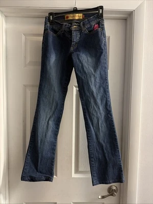 Pantalones de mezclilla para mujer Apple Bottom azules talla 4 bordados vintage años 2000 Y2K Foto 1 de 4