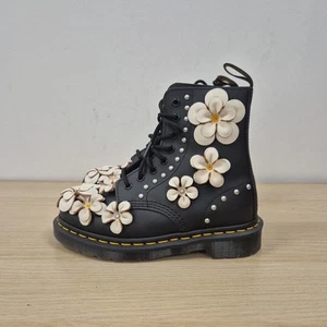 Dr Martens 1460 3D Flowers Black Leather Studded Rare Boots Size Uk 4 Eu 37 - Picture 1 of 10