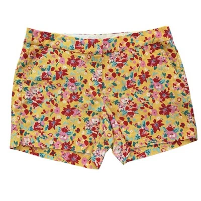 J. Pantalones cortos Crew Factory amarillos con estampado floral talla 10 Foto 1 de 3