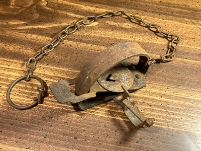 Antique Vintage Oneida Jump  #1 Small Game Trap w/ Anchor Chain & Ring ~ WORKS - Image 1 of 4