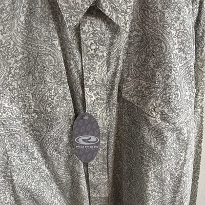 CAMISA A PRESIÓN ROPER para hombre blanca y negra cachemira perla occidental talla XL nueva con etiquetas Foto 1 de 4