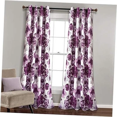  Leah Window Curtain 52"W x 84"L (Pack of 2) Purple & Gray Light Filtering - Image 1 of 4