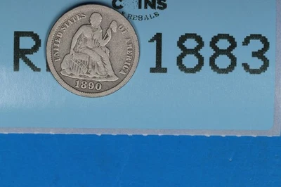 1890 10C SEATED LIBERTY SILVER DIME Early US Type RAW-1883 - Image 1 of 2