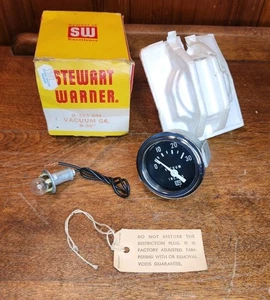Vintage NOS Stewart Warner Vacuum Gauge, D-355-BM  Analog - Picture 1 of 6