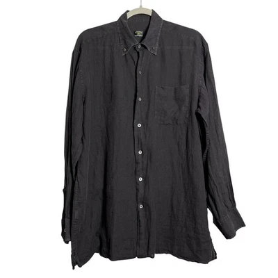 Solemare Maus & Hoffman Linen Button-Up Shirt Size L Black Relaxed Italy FLAW - Image 1 of 4