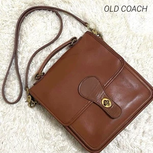 COACH L5D-5130 Vintage Station Bag Brown Leather 2Way Turn Lock USA Made - Picture 1 of 17