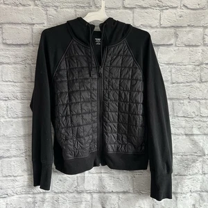 PREOWNED OLD NAVY BLACK QUILTED FRONT DYNAMIC FLEECE ZIP UP LARGE L  - Picture 1 of 5