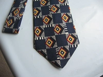 56 x 3.75 Blue Yellow Silk Tie Necktie PARISIAN SIGNATURE (231)  - Image 1 of 2