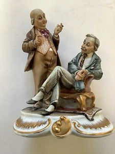 Vintage CAPODIMONTE Porcelain Figurine TICHE BRUNO TWO GENTLEMEN IN CONVERSATION - Picture 1 of 12
