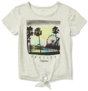NWT -Justice Girls California Ferris Wheel Gray T-Shirt, Sm. 7-8, FREE SHIP -G31 - Picture 1 of 7