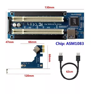 PCI-E Express X1 to Dual PCI Riser Extend Adapter Card With USB 3.0 Cable - Picture 1 of 12