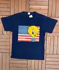 Tweety Bird America Vintage Made in USA Blue T-Shirt Tee Carton Size Large